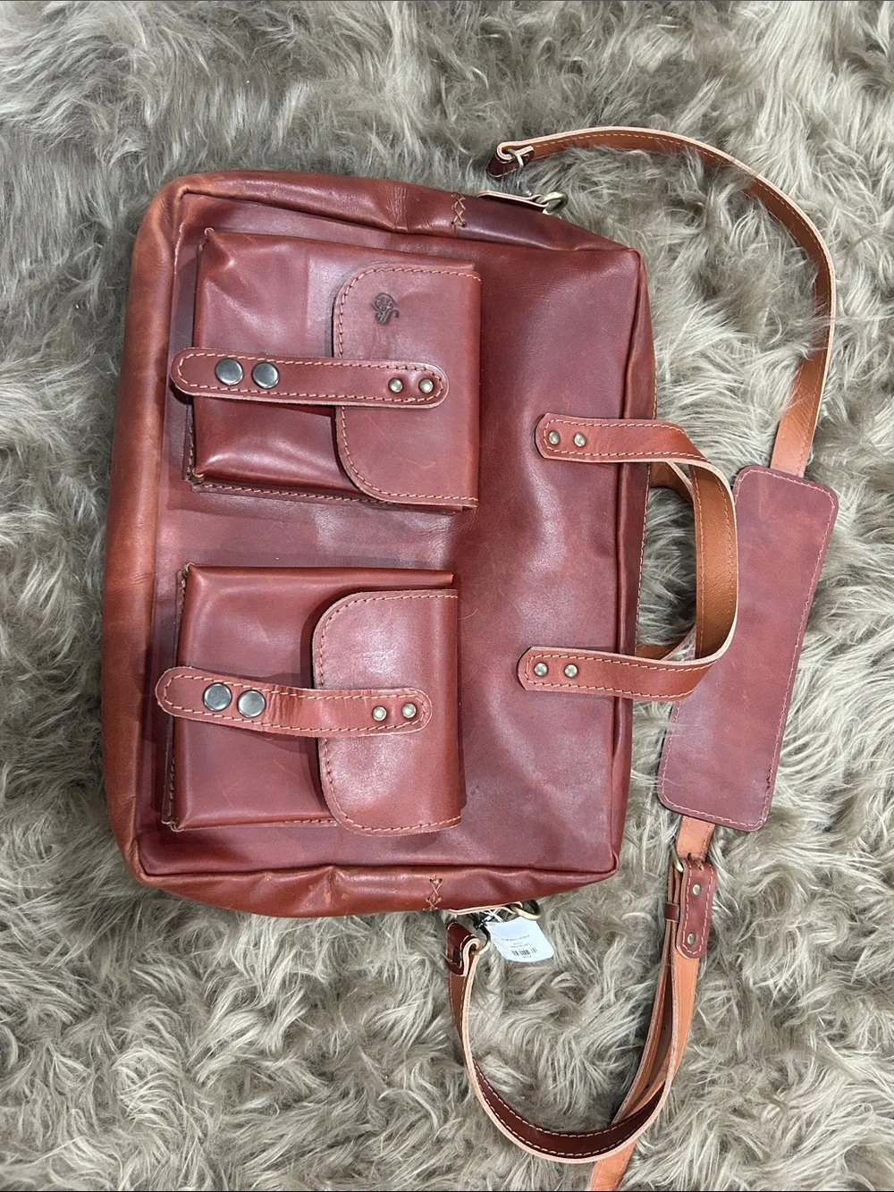 Men's Leather Briefcase Messenger Bag - Brown